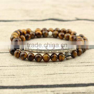 BRB1382 Fashion tiger's eye beaded bar tube bracelet