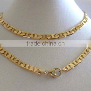 18K Gold Anchor Marine Flat Chain Necklace