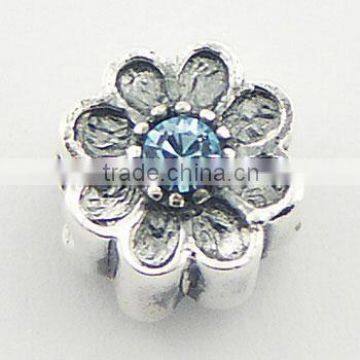 Sterling Silver Flower Bead Austrian Crystal Center