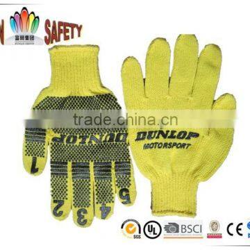 FTSAFETY 7G Poly-cotton Yellow String Knit Gloves With PVC Dots for bike