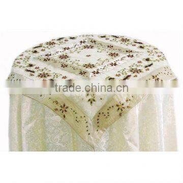 100% polyester organza table cloth with beads embroidery by handmade houseware household textile