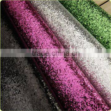 PU glitter artificial leather for upholstery and decorative grade 3 chunky glitter leather for wall paper