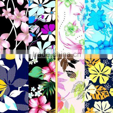 Fancy flower design painted fabric for ladie's dress,high quality nylon lycra spandex print fabric with flower