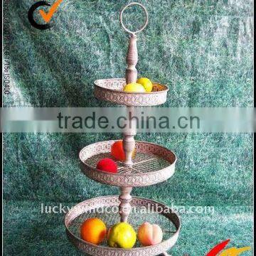 Ceramic Dish 3 Tiered Vintage Metal Plate Stands