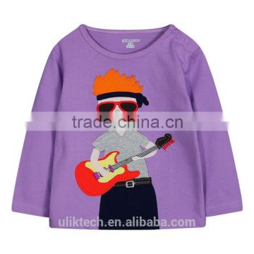 100% cotton t shirt for kids fall long sleeve baby kids play guitar picture