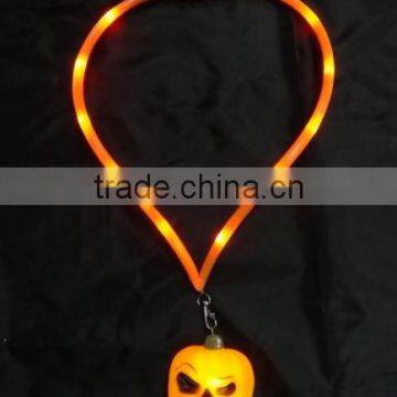 flashing led light necklace with pumpkin for halloween