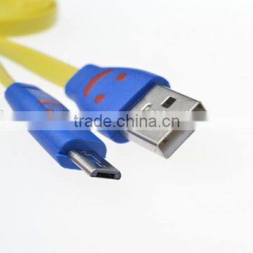 Good looking best price led light smile face flat usb data cable