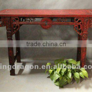 Chinese antique furniture pine wood Shanxi	red/black altar table