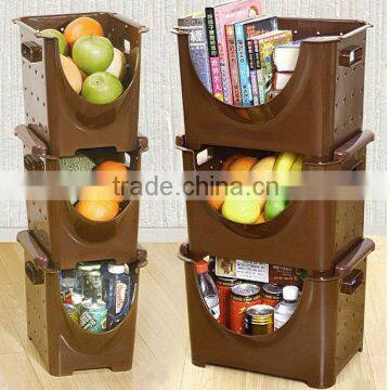 plastic stackable storage basket plastic basket shelf