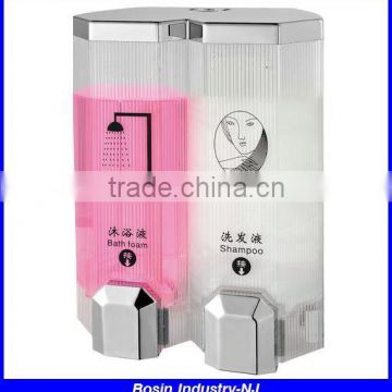 double hanging shower gel dispenser, wall mounted double liquid soap dispenser