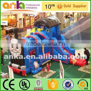 Inflatable train bouncer and slide for kids