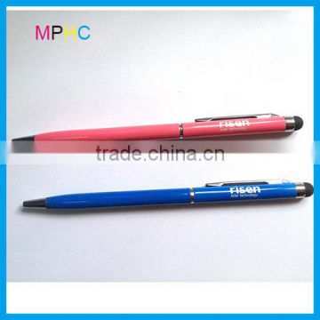 Colorful Slim Metal Stylus Ballpoint Touch Pen with logo laser engraved