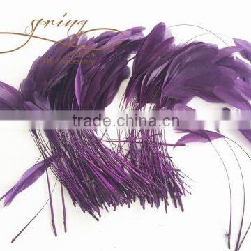 Purple stripped coque feather,fascinator hat millinery feathers,feather decoration in size 6-8''