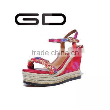 Fancy color matching hemp outsole women dress wholesale wedge shoes