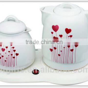 Enamel kettle set/ Ceramic LED Electric kettle/ White High Quality Teapot set/ 2015 New Design