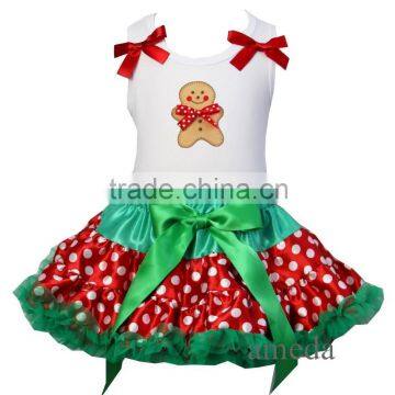 Christmas Red Green Polka Dots Reversible Petite Pettiskirt Gingerbread Man Party Dress