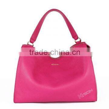 Soft leather rose red leisure trendy hand bag tote bag