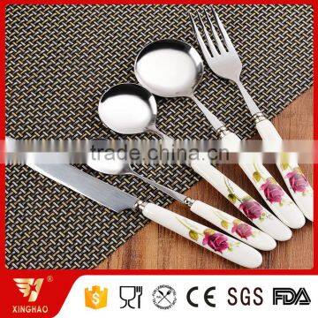 Classic Cutlery with Flower Pattern Printed Ceramic Handle