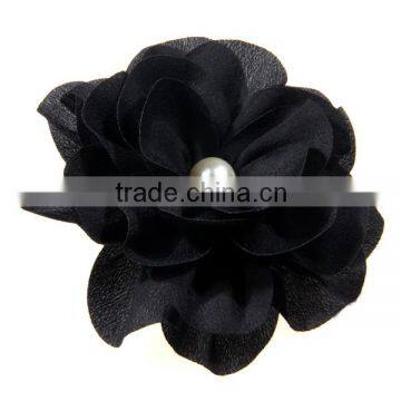 Fashion Fabric Satin black Flower Brooch hair accessories for women