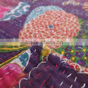 Tropical Kantha Quilt,Handmade Queen Kantha Bedspread,Full Size Kantha Bedcover