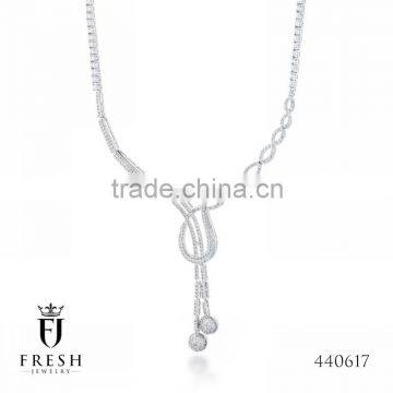 Fashion 925 Sterling Silver Necklace - 440617 , Wholesale Silver Jewellery, Silver Jewellery Manufacturer, CZ Cubic Zircon AAA