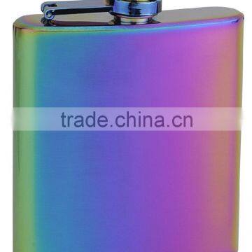 6oz Rainbow Colored Hip Flask