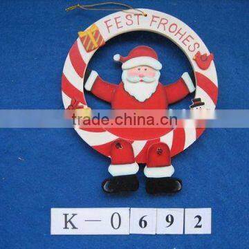 wooden decoration with santa design with FEST FROHES words