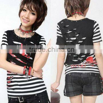 71208 PUNK Rock GOTHIC Sexy Nana STRIPED Top Knit SHIRT