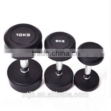2016 Hot Sale Deluxe Whole Shaping 30kg PU Round Head Dumbbell With Stainless Steel Plating Knurled Handle photo-6