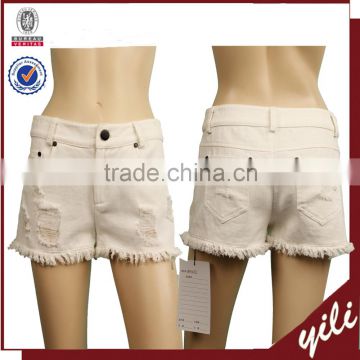 2016 S/S ladies short white denim pants