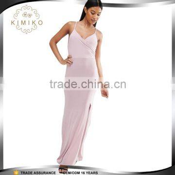 2016 China Wholesale Summer Latest Slink Wrap Maxi Long Dress With Cross Back