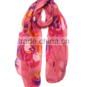 Fashion chiffon acrylic lady silk swiss loovoile lace neck scarf