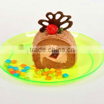 clear plastic dish/Beautiful colorful PS round plastic plate and dishes