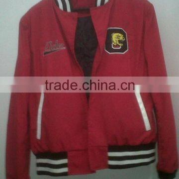 Red Cotton Custom Baseball Varsity Jackets Supplier