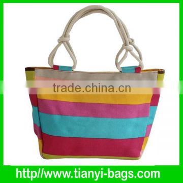 lady style blue white stripe handbag