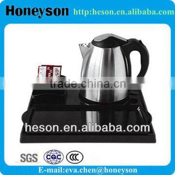 cheap hotel supplies simple and high quality 1.2L electric tea pot kettle with tea tray set for hotels