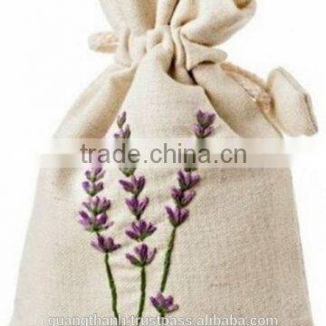 Factory Price Small White Cotton Lavender Sachet Bag With Drawstring For Packaging