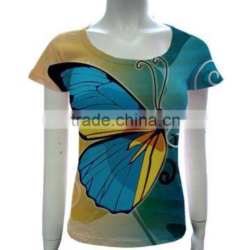 Wholesale Round collar slim fit custom pattern women 3dT shirt