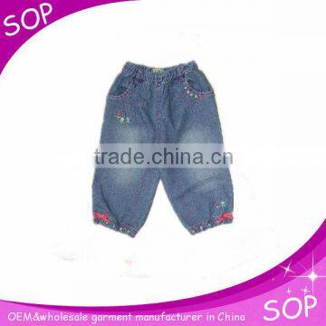 Children girl elastic waist denim jeans short jean pants for kids