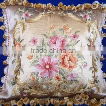 high grade embroidery artificial silk imitate aubusson chair cushion