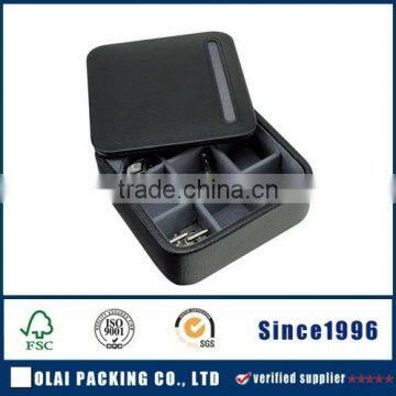 custom black leather small cufflinks gift box wholesale