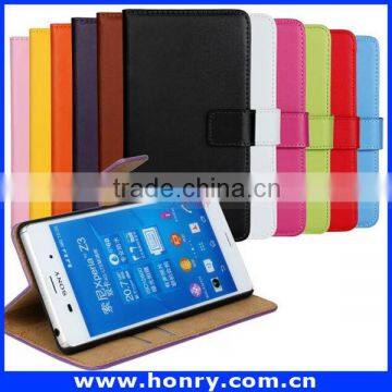 High quality Real leather case for Sony Z3, mobile phone leather case