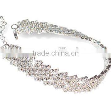 classic silver crystals weave claw semi-precious stones bracelet