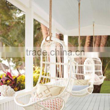 outdoor indoor swing chair Ceiling hanging rattan chair with double hanging rope