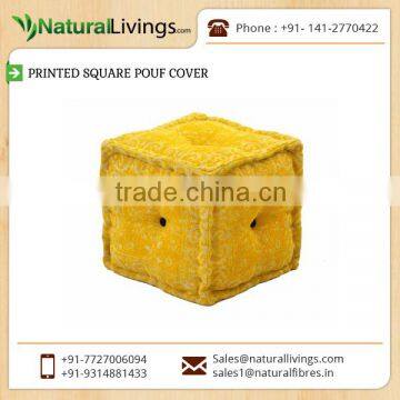 Cost Effective Yellow Colour Square Pouf/Ottoman Available for Sale