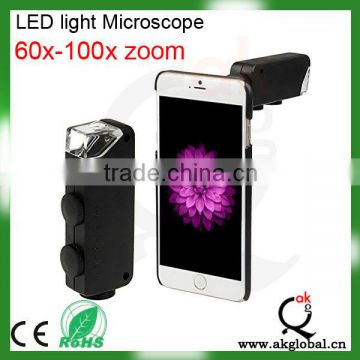 high-powered LED microscope 60x-100x zooming loupe microscope for scanning microbe and flower bud