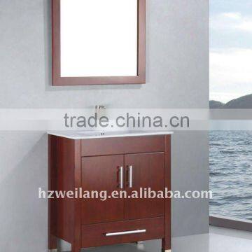 48'' Modern cherry solid wood floor-mounted ceramic sink bathroom cabinet furniture(mj-3010)