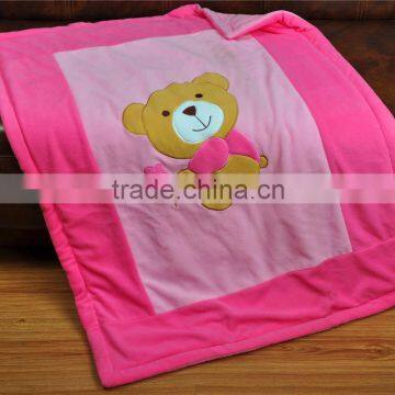 Baby Blanket Cartoon Animal Embroidered Kids Coral Fleece Blanket With Bright Color photo-3