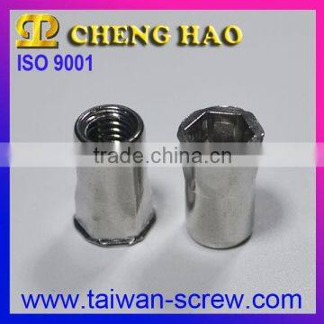 Semi-Hexagon Style Open End Type Reduced Countersunk Head Rivet Nuts