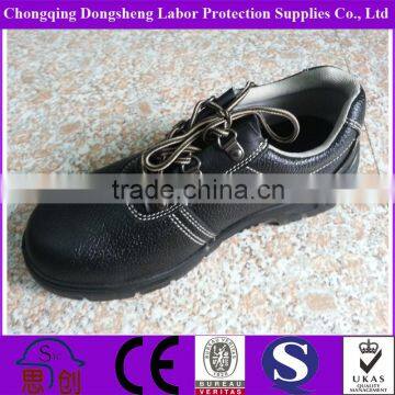 Black Embossed Genuine Leather PU injected Safety Shoes